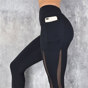 High Waist Fishnet Pocket Leggings - TheFitnessFod